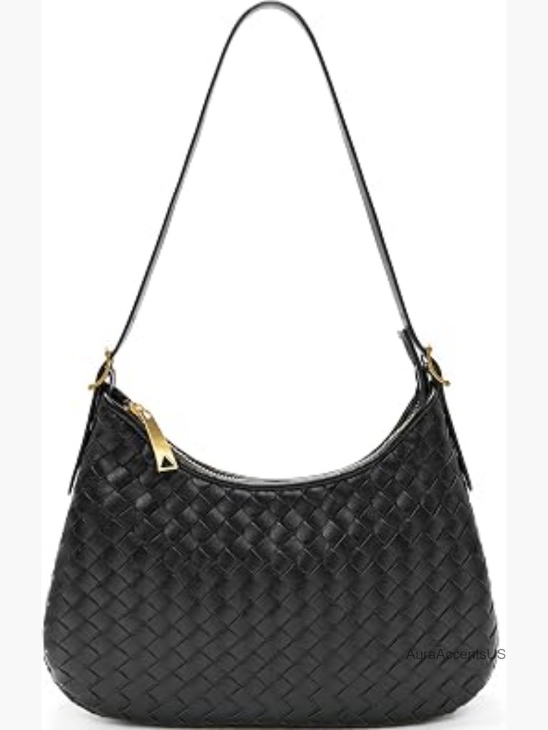 Woven Leather Crossbody Shoulder Bag Hobo Tote Purse Lightweight Zipper